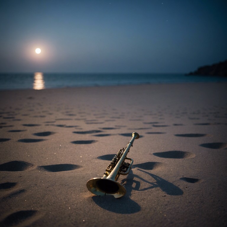 Create an atmosphere dense with emotion and the soft touch of nostalgia as whispering breezes accompany a solo trumpet pouring out its soul under a star clad sky