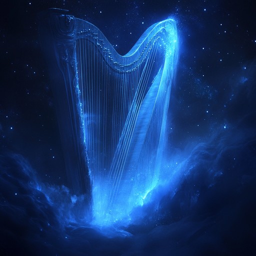 An instrumental fusion of mystical themes and grand operatic arrangements, featuring celestial harp melodies guiding the listener through an ethereal soundscape, evoking the mysteries of the cosmos.