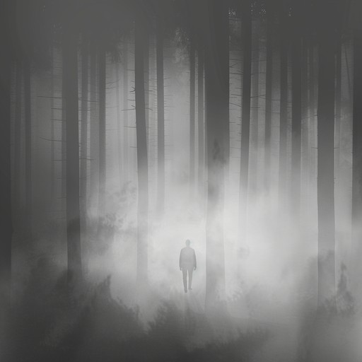 Imagine an instrumental downtempo piece that feels like a silent walk through a foggy forest. The music should combine melancholic melodies with an undercurrent of anxiety, blending synthesizers and slow beats to create an eerie, reflective atmosphere.