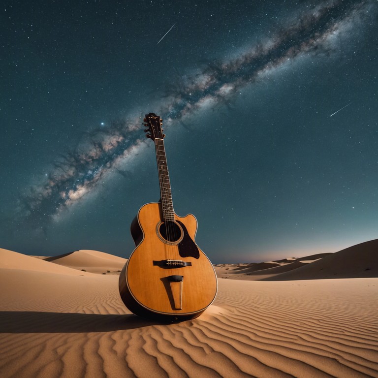 Picture an old caravan slowly moving through vast, moonlit dunes while a cool breeze carries the tune of an ancient melody played on an oud. This tranquil passage through the desert embodies adventure and nostalgia, offering a soothing escape into the unknown.