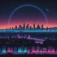 cruising through nostalgic, neon lit digital landscapes