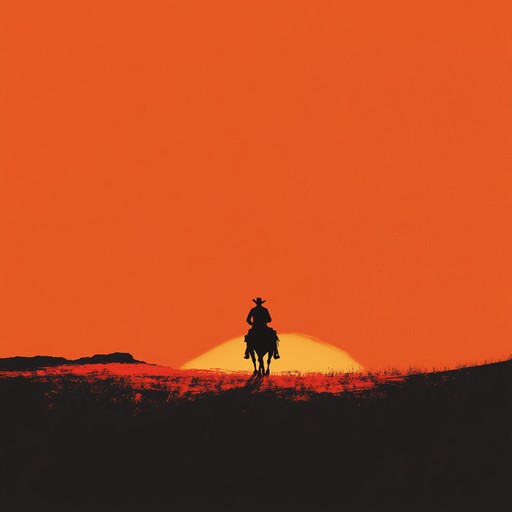 A reflective instrumental piece capturing the journey of a lonesome cowboy wandering through the deserted wilderness. The track incorporates soft yet poignant melodies that echo the vast emptiness around him. The gentle strumming of an acoustic guitar paints a picture of wide open desert plains and the solitary figure riding under an endless sky. The music evolves slowly, imbuing elements of longing and contemplation, with waves of subtle percussive elements mimicking the sounds of nature