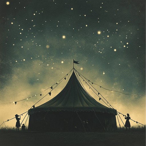 Drawing upon the whimsical and enigmatic aura of a starlit circus, this track combines mysterious melodies with bursts of whimsical tunes, perfect for depicting the vibrant yet slightly eerie atmosphere of a nocturnal carnival. The composition leverages traditional circus music blended with unexpected ethereal elements to create a multi layered auditory experience.