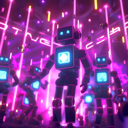 This vibrant techno track combines cheerful electronic beats with playful and whimsical synth melodies, creating an atmosphere of a joyful robot rave. The track's infectious energy is perfect for lighthearted dance sessions.