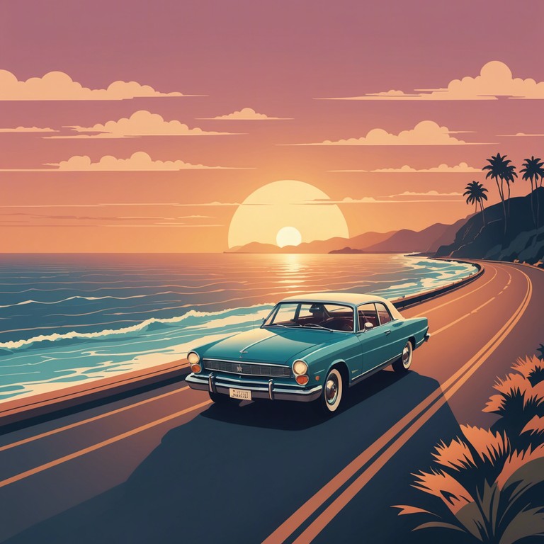 Imagine a track that encapsulates the spirit of 70s road trips; smooth basslines merge with rhythmic drum beats, creating a feeling of driving down a sunset lit highway, the landscape blurring past. Elements of funk add an upbeat, groovy undertone, replicating the freedom and innovation of the era.