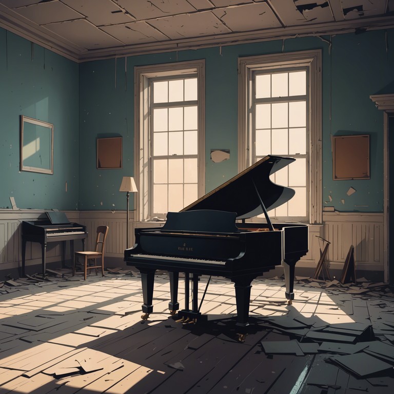 In this track, the soundscape is layered with the echoes of timeless sorrows, embodying the feeling of nostalgic, lost affections that haunt like soft shadows in the dark. The song leverages deep, reverberating piano notes that encapsulate a tale of love once vibrant, now only a whisper in the memories of those who once cherished it.