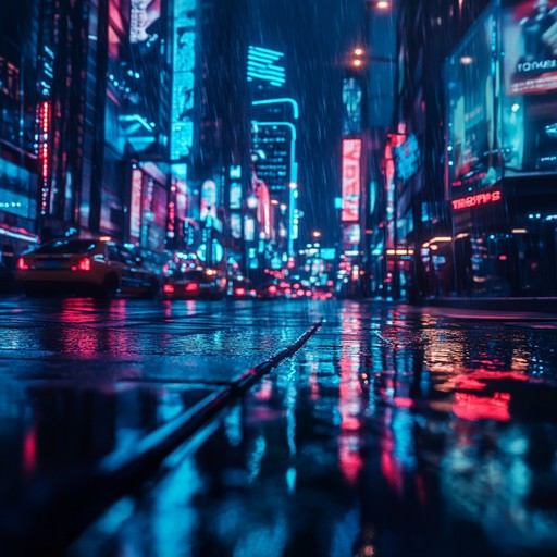 Immerse yourself in a calming cyberpunk soundscape that transports you to a neon lit futuristic city at midnight. Gentle synth melodies intertwine with ambient textures to create a serene atmosphere, perfect for relaxation and introspective moments.