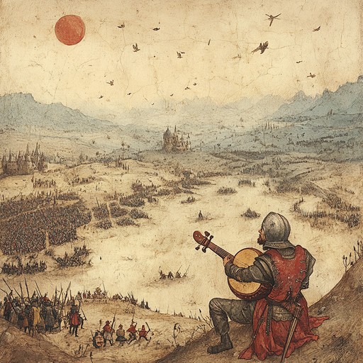 An intense and powerful instrumental capturing the fervor of medieval warfare, with aggressive melodies in troubadour style played on hurdy gurdy, depicting knights charging into battle