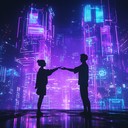 a romantic cyberpunk instrumental blending futuristic synths and heartfelt melodies