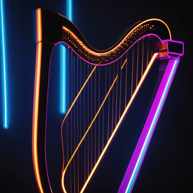 In a universe painted with the strokes of neon and the whispers of shadows, an electric harp leads the way, weaving through evocative beats that dance between the lines of reality and imagination, culminating in a track that's as haunting as it is sensually inviting.