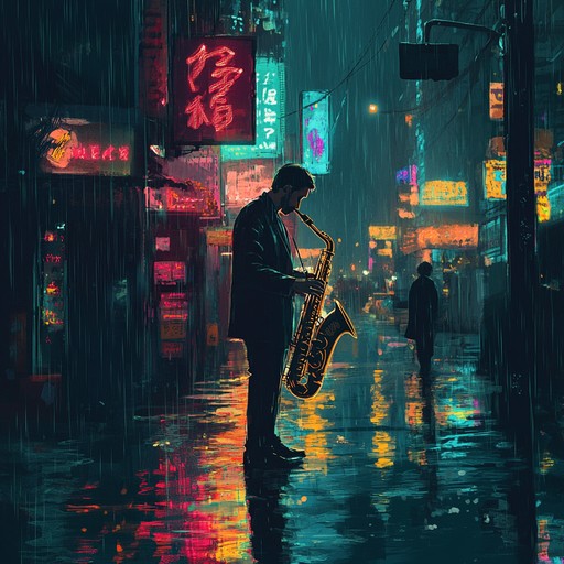 A sultry saxophone melody intertwines with synthwave rhythms, creating a romantic soundscape that captures the pulse of the city at midnight where modern beats meet timeless emotions.