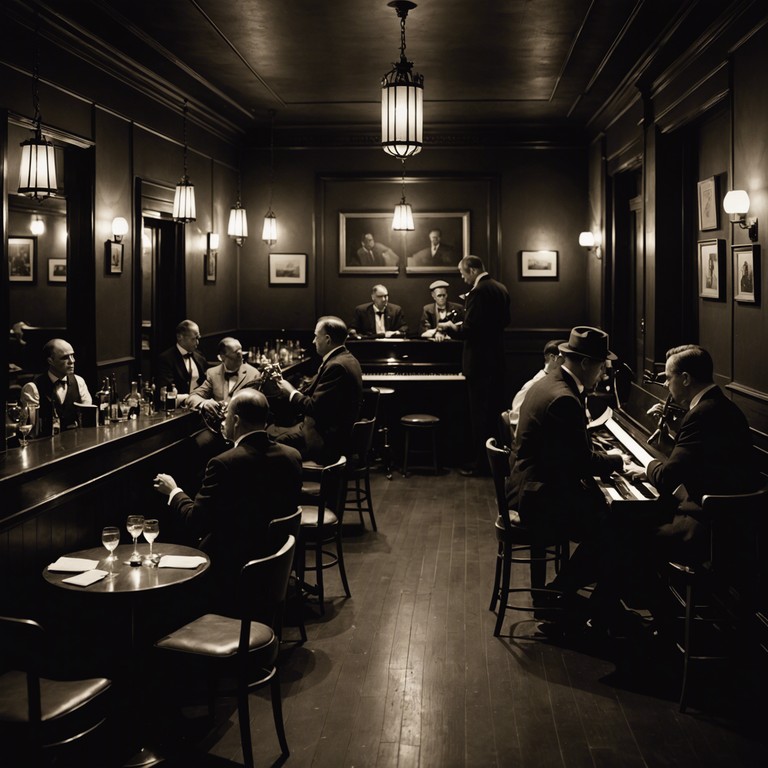 In this piece, the essence of a late night jazz club is captured through groovy rhythms and the atmospheric sounds of cabaret. A smoky aura envelops the track, encouraging a mood of mystery and old world charm. A single saxophone leads, weaving through complex melodies that reminisce the vintage glamour of a 1920s speakeasy.