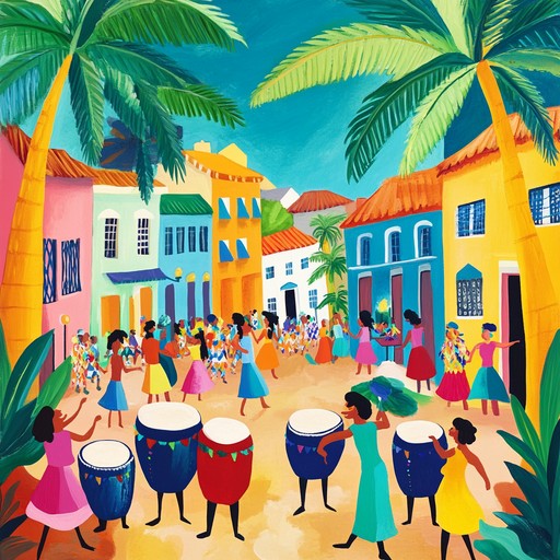 Feel the vibrant energy of a street carnival with powerful afro cuban drum patterns. This energetic instrumental track captures the essence of celebration and joy, with intricate polyrhythms and dynamic drumming that will make you want to dance.