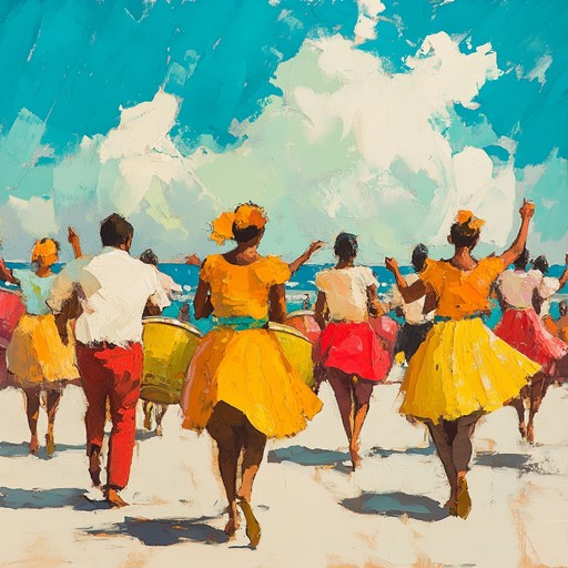 Feel the warmth of caribbean rhythms fused with the sophistication of jazz, creating an uplifting and vibrant atmosphere. This instrumental piece transports listeners to a cheerful summer carnival, where joyful melodies and syncopated beats invite dancing and celebration.