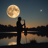 sax echoes across moonlit old town