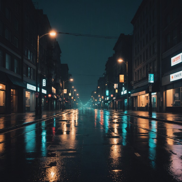 This track encompasses a deep, reflective journey through a nocturnal cityscape, where soft, melancholic hip hop beats blend with ambient street sounds to evoke a sense of solitude and introspection. The gentle patter of rain and distant city noises adds a layer of depth, making it perfect for late night listening or deep thought sessions.