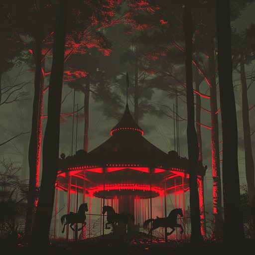 This dark and atmospheric composition evokes the feeling of an abandoned, haunted carousel spinning endlessly in the night. The melody is carried by a music box-like sound, accompanied by ghostly whispers, creaking wood, and distant, distorted laughter. The overall mood is one of unease and mystery, as if the listener has stumbled upon a long-forgotten carnival ride possessed by malevolent spirits.