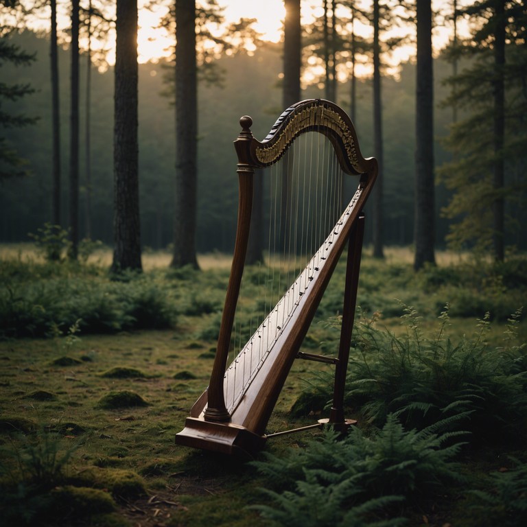 The composition captures the essence of tranquility and reflection found deep within the woods, creating an intimate connection with the listener through a continuous, soft melodic pulse that replicates the serene whispers of nature.