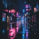 ominous synths echo through deserted, rain soaked city streets.