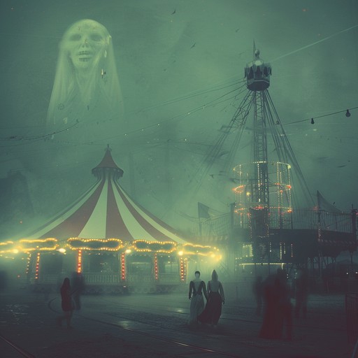 Step into a sinister carnival where lost souls roam and ghostly melodies fill the air. This haunting instrumental piece combines discordant organ tones, unsettling sound effects, and a slow, menacing rhythm to create a truly spine-chilling atmosphere. The music box-like tinkles and creepy laughter add to the overall sense of unease, making the listener feel as though they are trapped in a nightmarish, abandoned carnival.