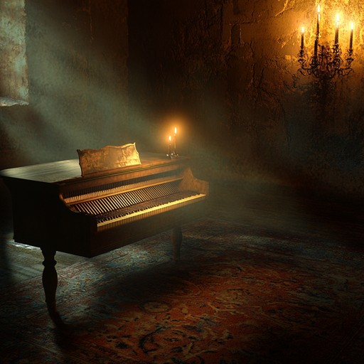 An instrumental composition blending harpsichord melodies with a melancholic atmosphere, reminiscent of spectral dances in candlelit halls of an old manor. The piece weaves through minor keys, echoing the sorrow and lingering souls of the past.