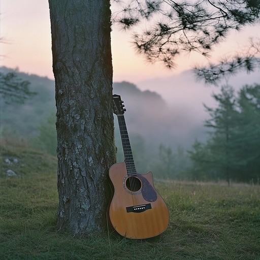 An elegant instrumental piece combining folk rock rhythms and graceful melodies, featuring acoustic guitar and subtle strings, evoking peaceful reflections in nature's embrace.