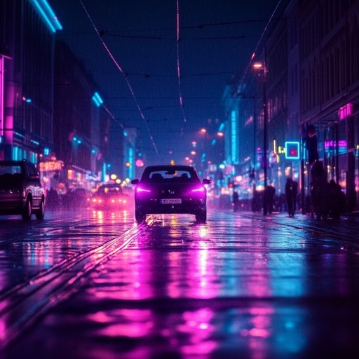 In a bustling futuristic city where neon lights flicker endlessly, the electric piano reverberates through the damp, rain slicked streets, capturing the essence of nighttime urban solitude. The notes cascade like raindrops, illuminating moments of serene contemplation amidst the chaos of city life.