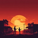 guitarists duel in cinematic western style