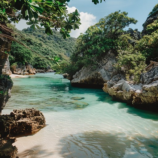 Experience sheer tranquility with the calming sounds of the sea blending seamlessly with soothing island instruments, creating an oasis of relaxation.