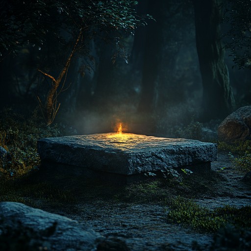 A ghostly instrumental featuring rhythmic tribal drums mixed with atmospheric chantings, evoking the spirit of ancient forest rituals and primal mysteries