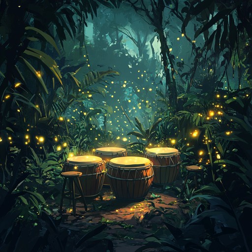 Experience a danceable yet eerie journey where traditional cumbia beats intertwine with dark ambient sounds, capturing the essence of a mystical jungle night. The ethereal synths and marimba melodies create a unique, spellbinding atmosphere perfect for enchanted gatherings.