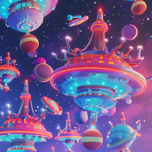 Imagine stepping into a carnival floating in space, where each ride and game exudes cosmic wonder. Bizarre creatures perform gravity defying stunts, and every soundscape element is richly alien yet whimsically charming. This track blends eclectic rhythms with celestial melodies, concocting a unique auditory spectacle that's both dreamy and exhilarating.