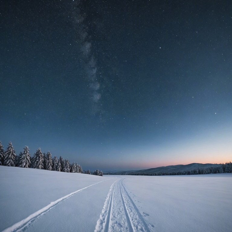 An instrumental track that encapsulates the elegance and tranquil joy of a snowy winter scene through delicate and sophisticated flute music. As each note plays, listeners are transported to a serene, frost covered landscape, echoing the calm and peaceful spirit of the holiday season