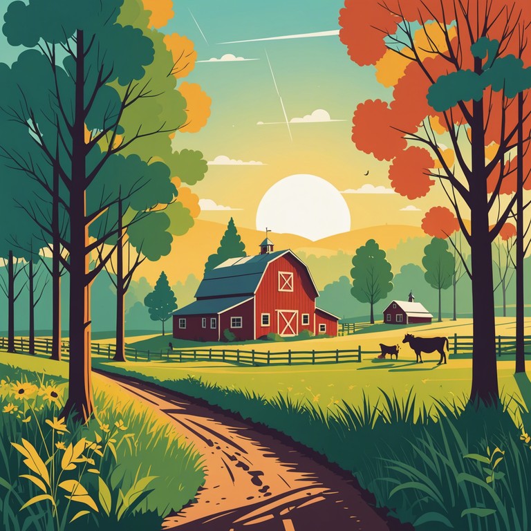 Imagine the first rays of the sun breaking the horizon, casting golden light over green fields. The song progresses as the day begins, mimicking the increase of activity and brightness in nature.