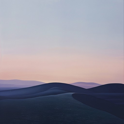 Imagine a serene soundscape evoking the mystical aura of twilight descending over sandy dunes. Soft, echoing melodies mingle with the whisper of the wind, capturing the essence of solitude and natural beauty in a magical desert setting.