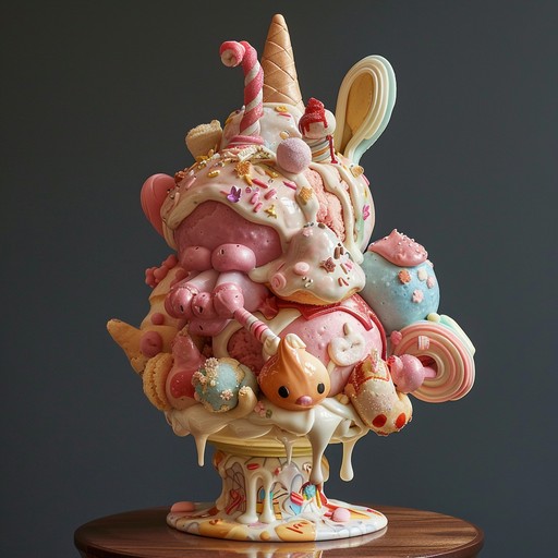 A whimsical melody inspired by edible art creations like candy sculptures, chocolate paintings, and cake decorations. The music evokes a sense of playful creativity and delightful indulgence.