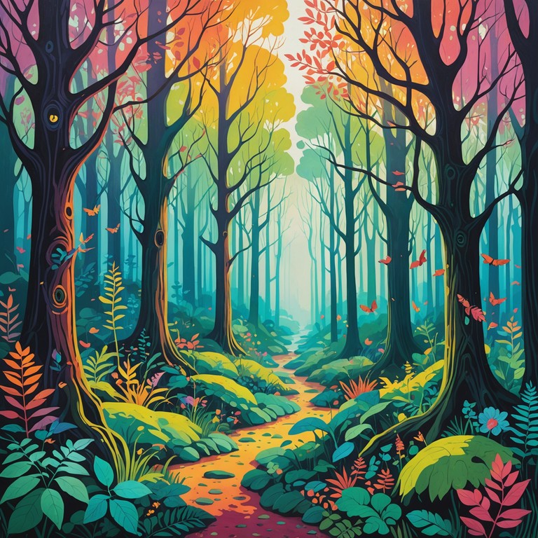 This track features a light hearted, whimsical melody that transports the listener to a world of wonder and enchantment. The music tells the tale of a fantastical journey through a mythical forest, where every note paints vibrant imagery of playful woodland creatures and fairy tale scenes.