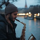 saxophone serenades under starlit paris skies.