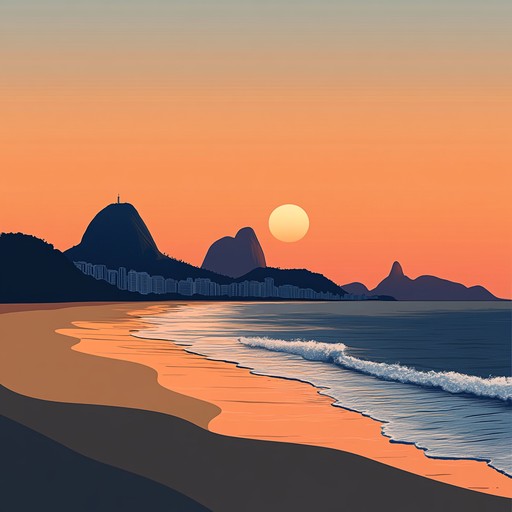 An instrumental bossa nova piece featuring gentle acoustic guitar rhythms and soothing melodies that capture the essence of a peaceful evening by the ocean in rio de janeiro