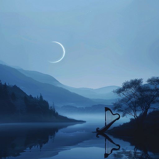 An instrumental lullaby that takes listeners on a journey of liberation under the night sky, merging tranquil melodies with a sense of freedom. The gentle tones of the harp weave a soothing tapestry, evoking images of peaceful nights and open skies, while subtle orchestral elements add depth and expansiveness, encouraging a restful escape from worries.