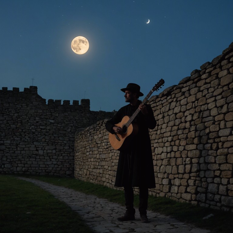 This track features an ethereal resonance that transports listeners back to a medieval era where mystical troubadours roamed ancient stone corridors, their music a bridge between the earthly and the divine. Each note plucked from the lute embodies echoes of old world mystique, enveloped in the acoustic charm that reverberates off grand castle walls.