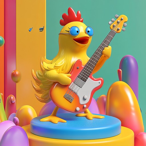 An upbeat instrumental funk song that incorporates the quirky sounds of a rubber chicken with groovy bass lines and tight drum beats, creating a fun and energetic atmosphere.