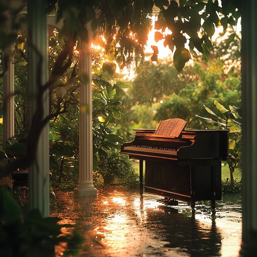 This smooth waltz captures the elegance of a peaceful summer evening with lilting piano melodies. Perfect for romantic moments, it evokes feelings of nostalgia and warmth through its gentle rhythmic patterns and soothing harmonies.