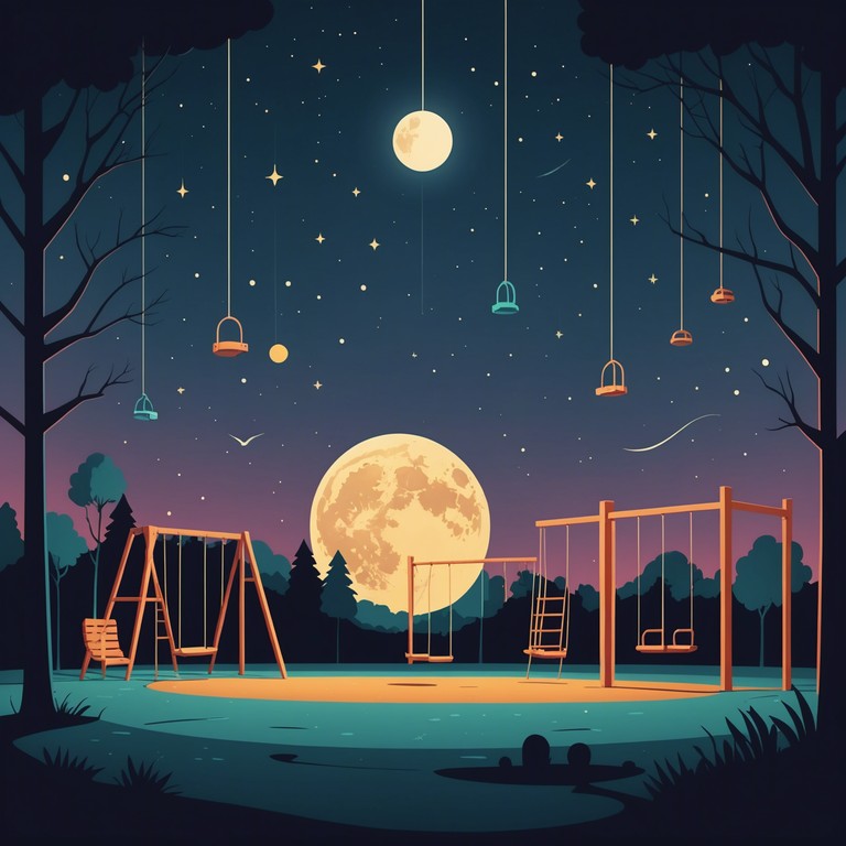 This composition paints the picture of an enchanted playground where every slide and swing hides a story. As night falls, secrets whisper through the air, carried by mystic melodies played on a magical music box. Each tune inspires wonder and fuels the imagination of adventures under moonlit shadows.