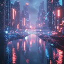 serenity amidst neon lit cyberpunk cityscape, relaxing vibe