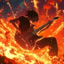 energetic anime battle track with electrifying guitar riffs