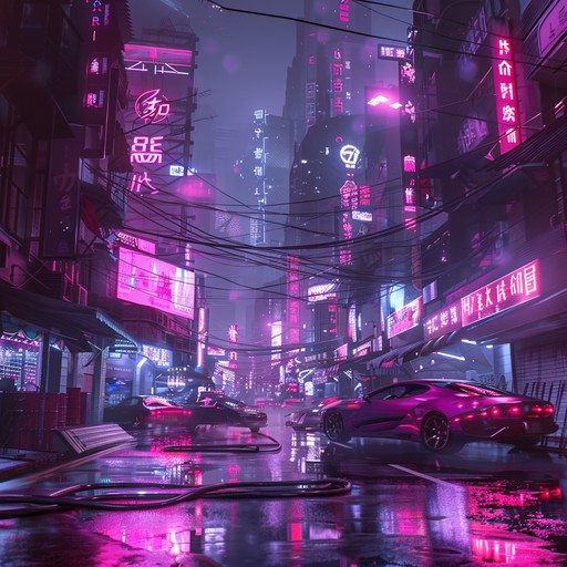 Pulsating bass drops and glitchy, distorted synths create an atmosphere of a chaotic, cyberpunk city. Ominous pads and eerie sound effects add to the dystopian mood, while rapid-fire percussion keeps the energy high.