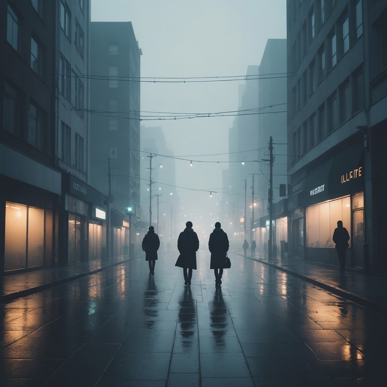 Imagine rushing through dark, foggy streets with shadows chasing behind, the beats echoing the urgency and the shimmering synthesizer layers reflecting the myriad street lights blurred by mist.