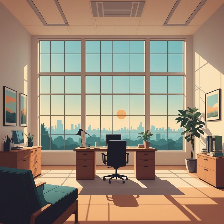 This piece is designed to elevate the mood in corporate settings, facilitating focus and creativity. Its mellow tone aids in stress reduction and boosts productivity. Primarily featuring piano, the composition flows smoothly with a soft dynamic, making it perfect for background play during work or corporate events.