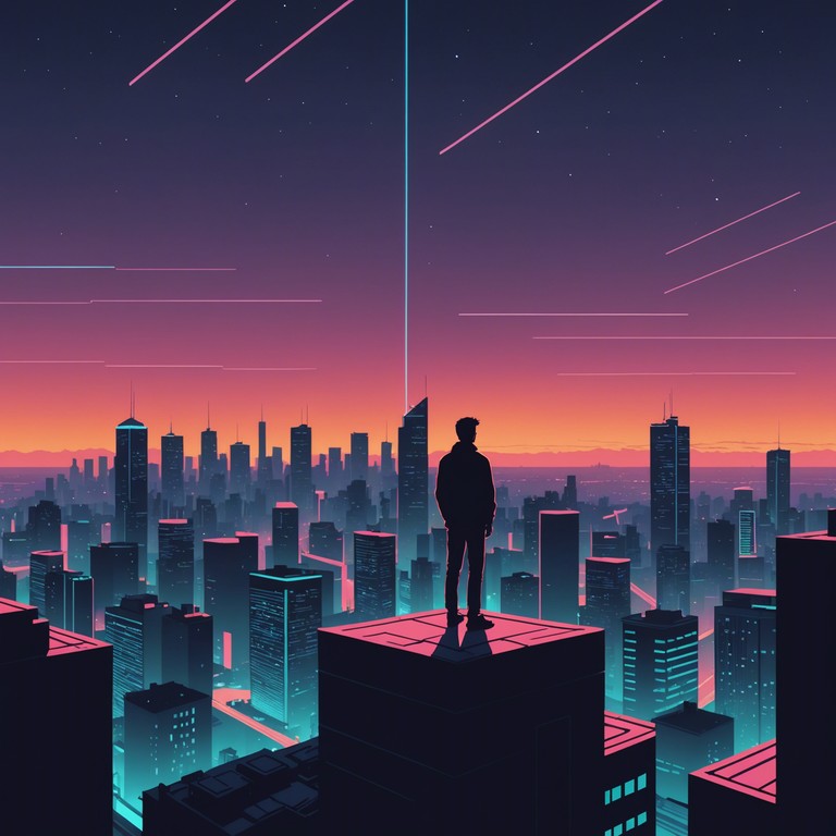 Experience a serene journey across a city bathed in neon glow, where each sound contributes to a tapestry of digital tranquility, harmonizing the chaos of technology with the peace of solitude.